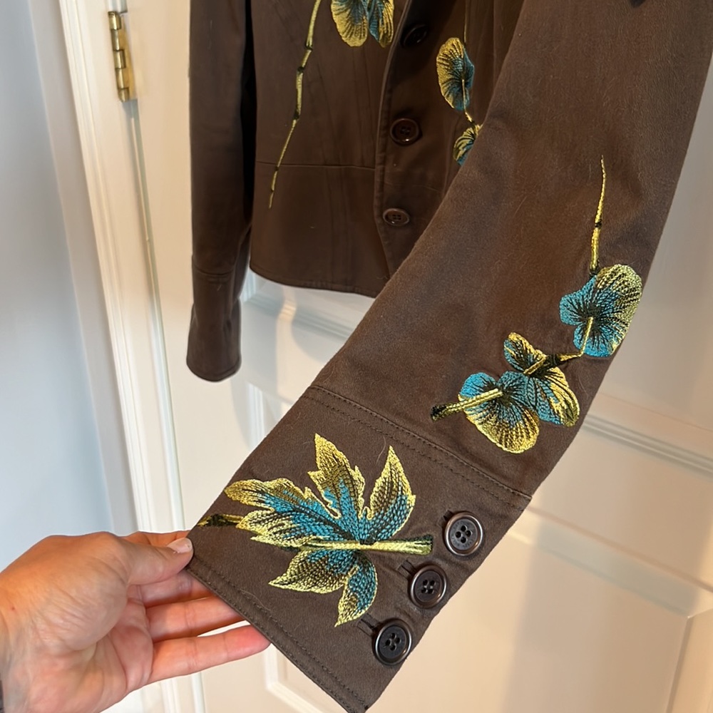 Karen Millen vintage cropped army green embroidered jacket - Picture 7 of 11